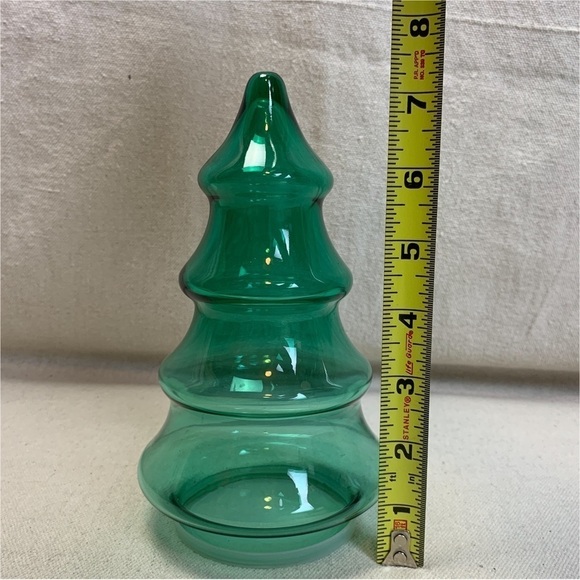 Green Glass Christmas tree Shaped Canister display - Picture 4 of 4
